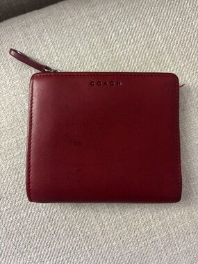 Coach Burgundy Leather Zip-Around Wallet